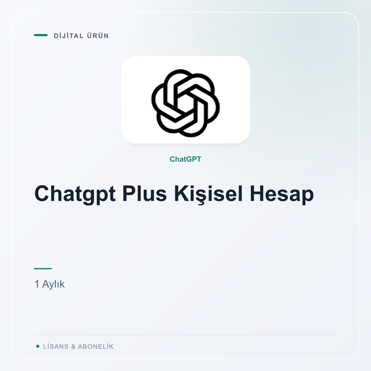 Chatgpt Plus Kişisel Hesap - 1 Aylık