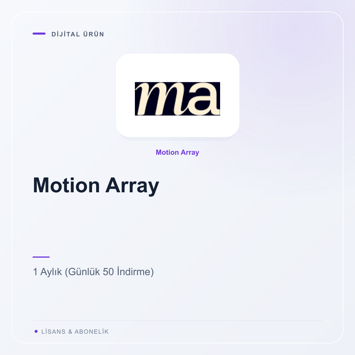 Motion Array - 1 Aylık (Günlük 50 İndirme)