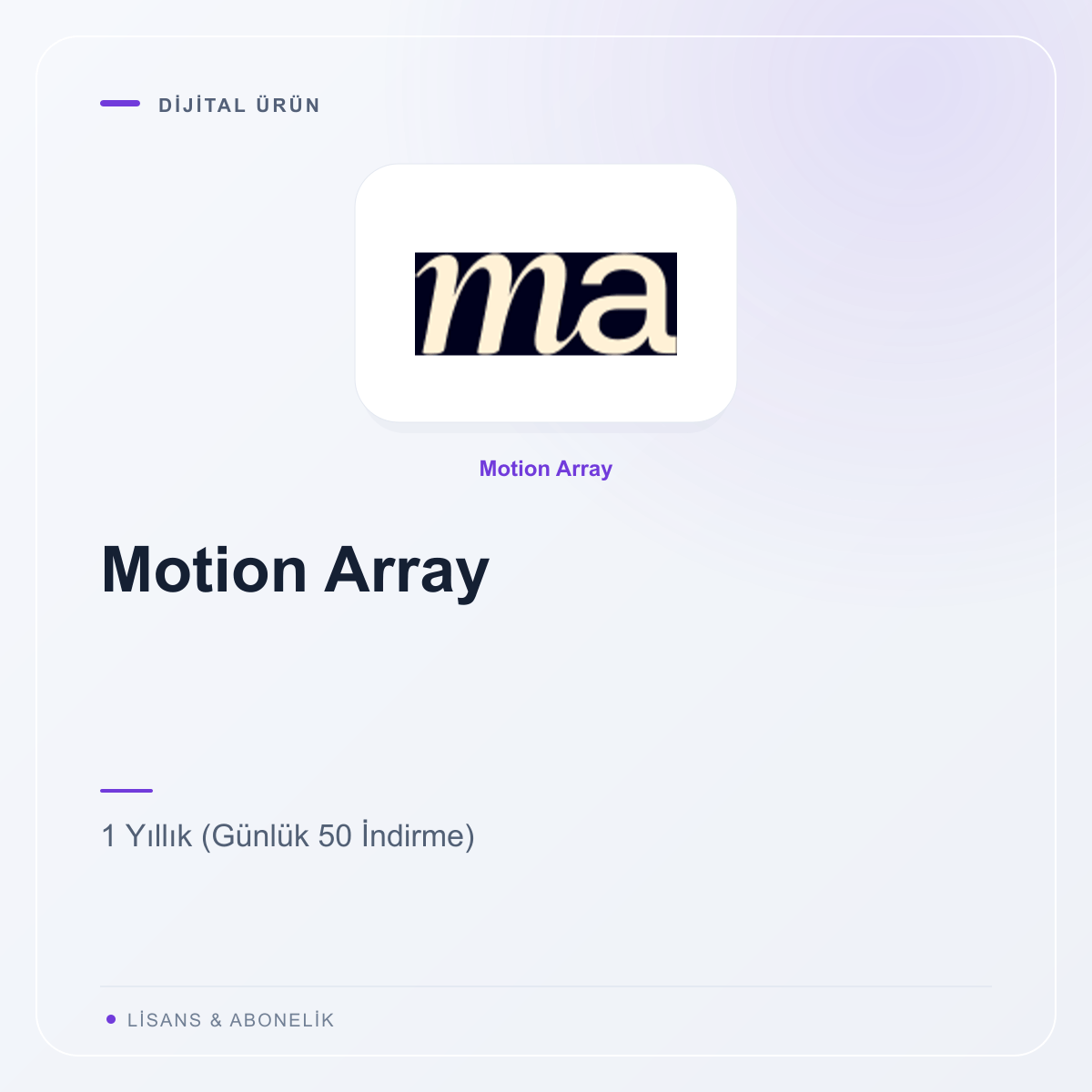 Motion Array - 1 Yıllık (Günlük 50 İndirme)