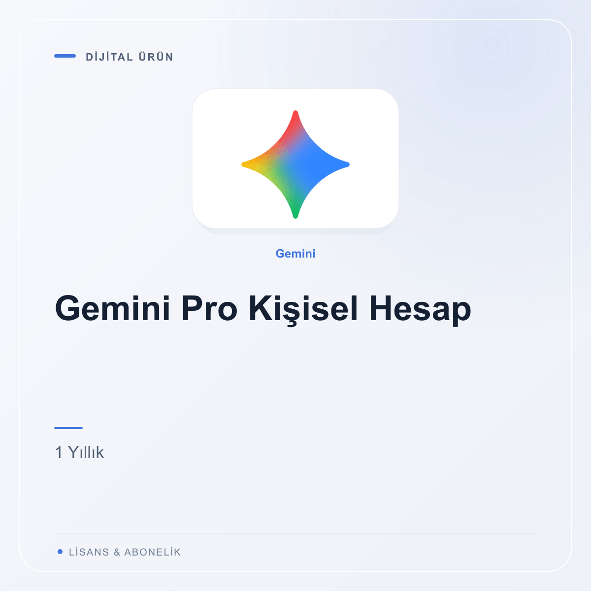 Gemini Pro Kişisel Hesap - 1 Yıllık