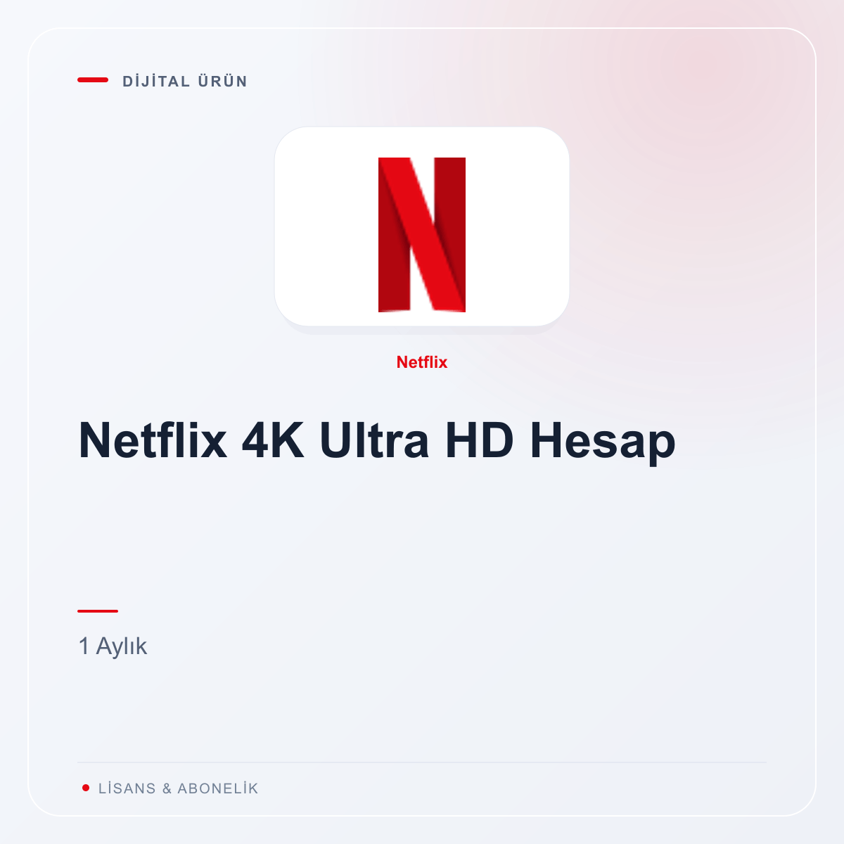 Netflix 4K Ultra HD Hesap - 1 Aylık